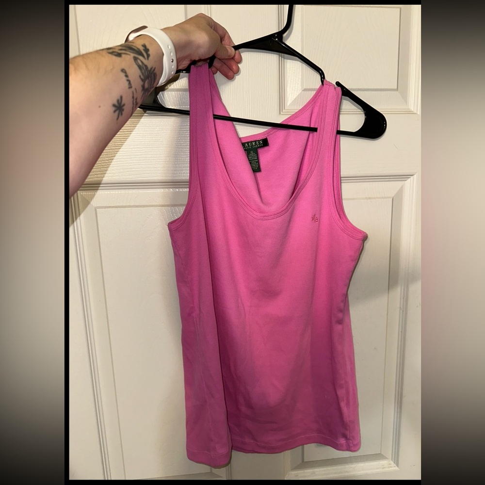 GUC XL Lauren Ralph Lauren ribbed pink tank top